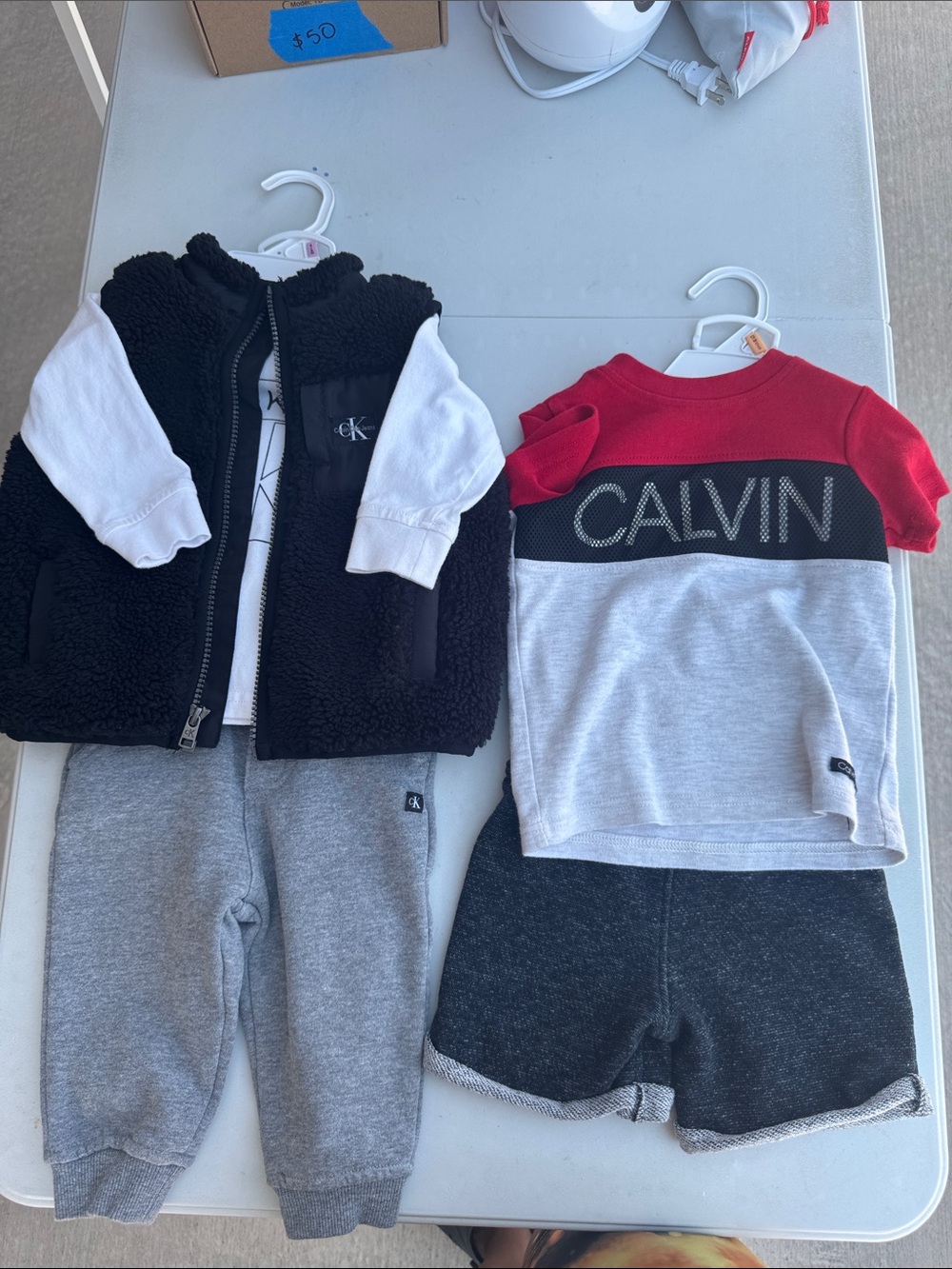 Calvin Klein Red, Black & Gray Toddler Set